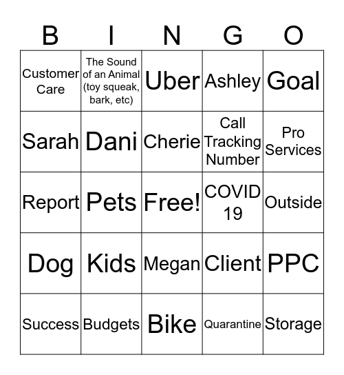 Storage Squad Bingo Card