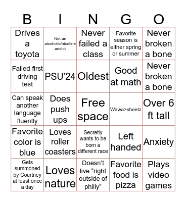 Bofan Bingo Card