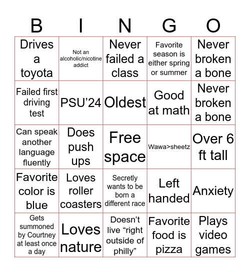 Bofan Bingo Card