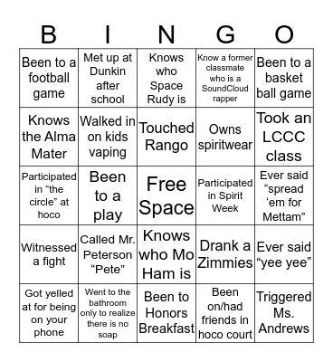 PALMERTON BINGO Card