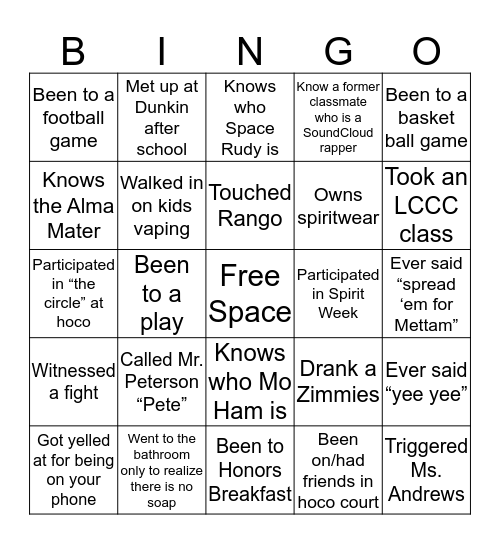 PALMERTON BINGO Card