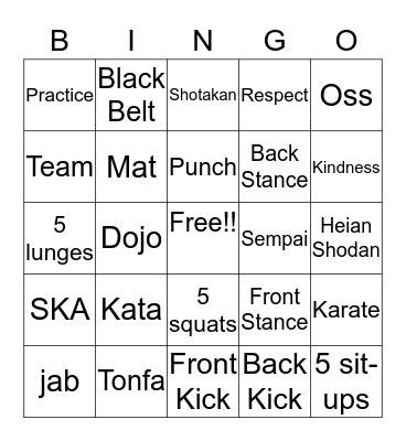 SKA USA BINGO Card