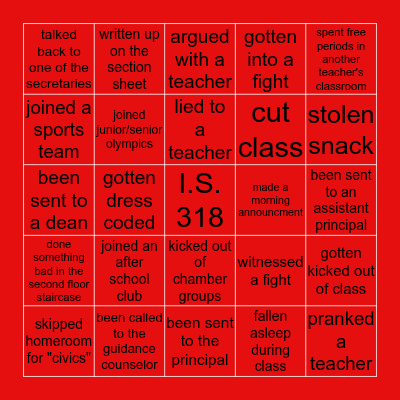 I.S. 318 BINGO Card