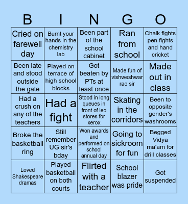 St.Joseph's School King koti Bingo Card