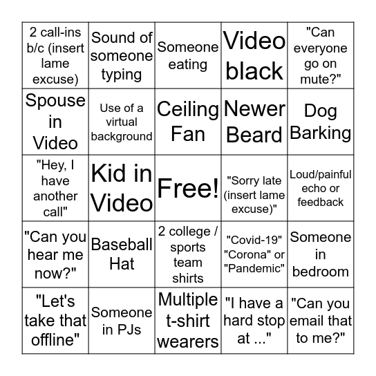 Video Bingo Card