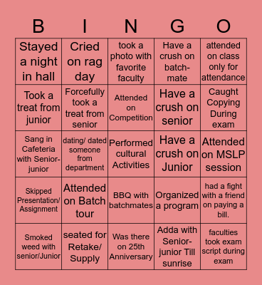 Department of Marketing Bingo Card