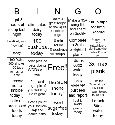 The April Rona BINGO challenge Bingo Card