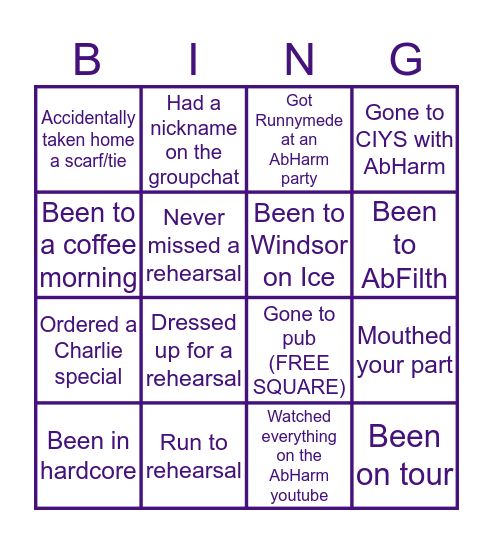 AbHarm Bingo Card