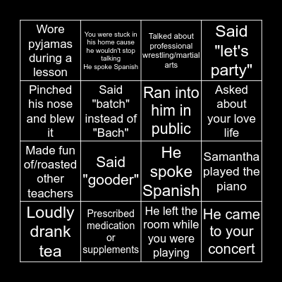 Anton Studio Bingo Card