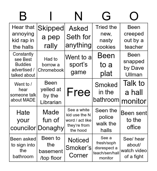 Haverford High School Bingo Card