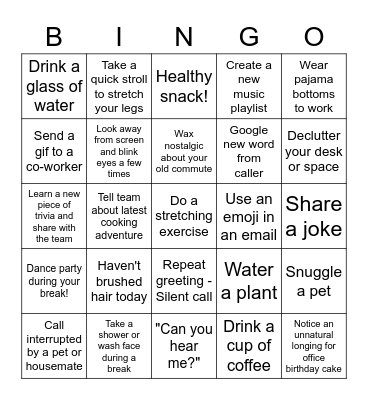 WFH Bingo Card