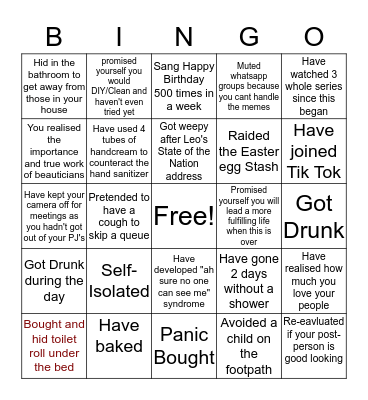 Covid Bingo Card