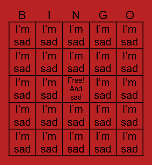 Sad Bingo Card