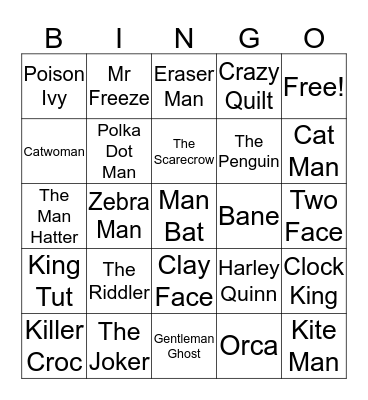 Game 1 Bingo Card