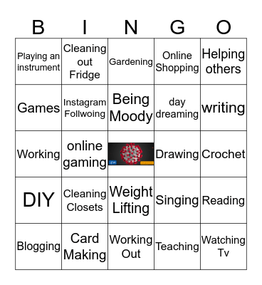 Coronovirus Hobbies Bingo Card