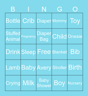 CLAIRE'S BABY BINGO Card