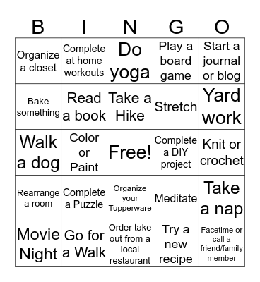 PCC Quarantine BINGO Card