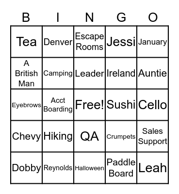 Jessi Bingo Card