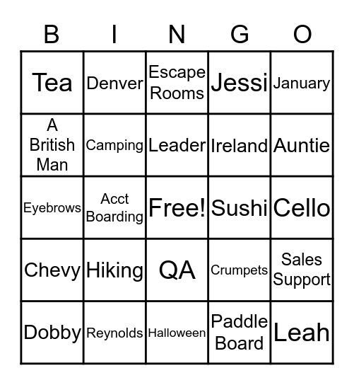 Jessi Bingo Card