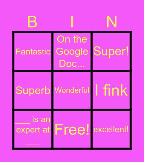 LS Meeting Bingo Card