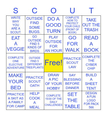 SCOUTING AT HOME Bingo Card