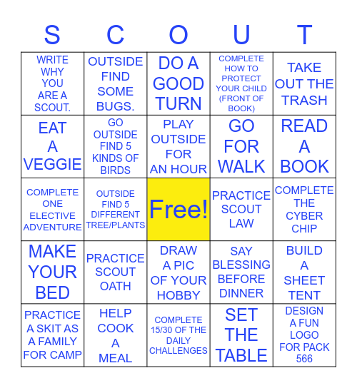 SCOUTING AT HOME Bingo Card