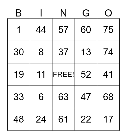 RODNEY G'S Bingo Card