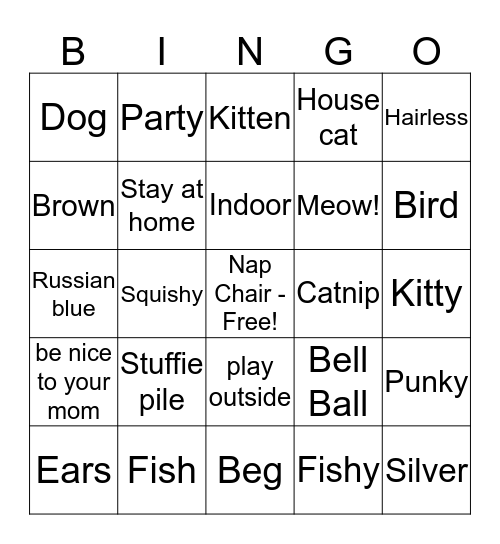 Leo's 8th Birthday Cat Bingo Card