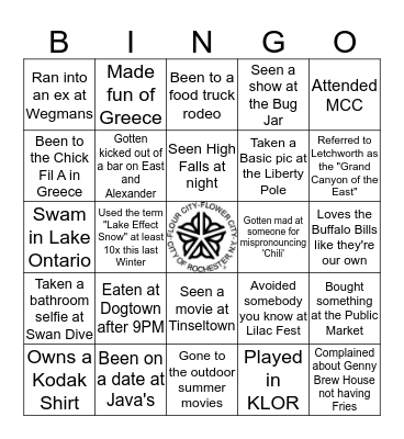 Rochester Bingo Card