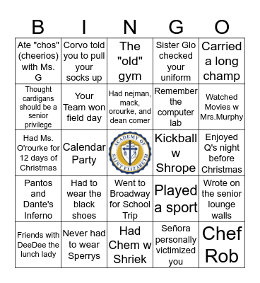 Stez Alumni Bingo Card