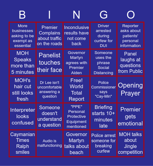 345 CoVID-19 Briefing Bingo Card