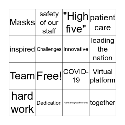 April 1, 2020 Bingo Card