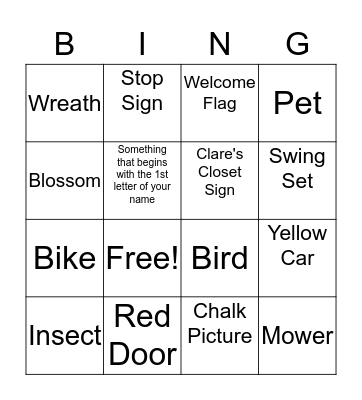 Walmar Manor BINGO Card