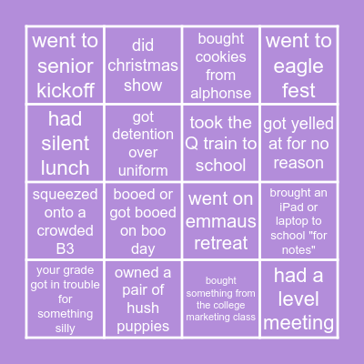 St. Edmund Prep Bingo Card