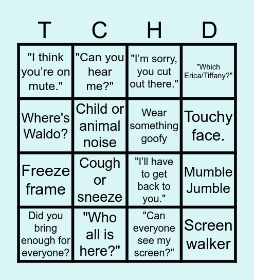 TCHD Conference Call BINGO Card