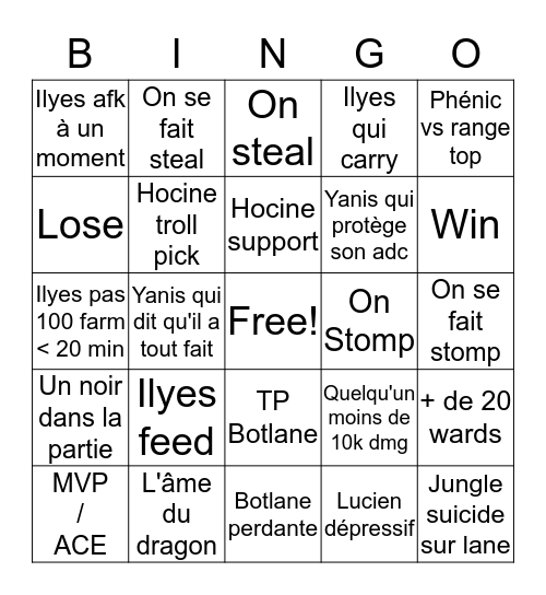 Le Zoo sur LoL Bingo Card