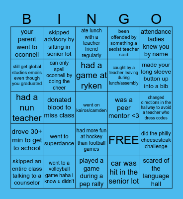 O’Connell Bingo Card