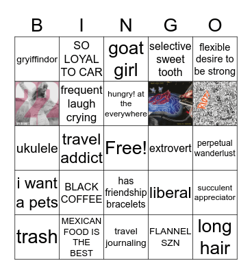 How similar are you to Christine's bf? Bingo Card