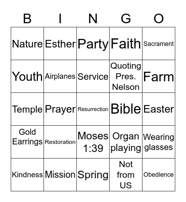 General Conference Bingo Card