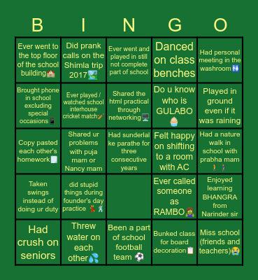 KIS BINGO Card