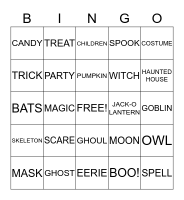 HALLOWEEN Bingo Card