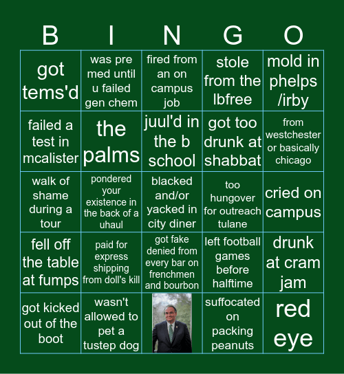 tulane Bingo Card