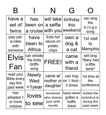 FIND A SISTER WHO: Bingo Card