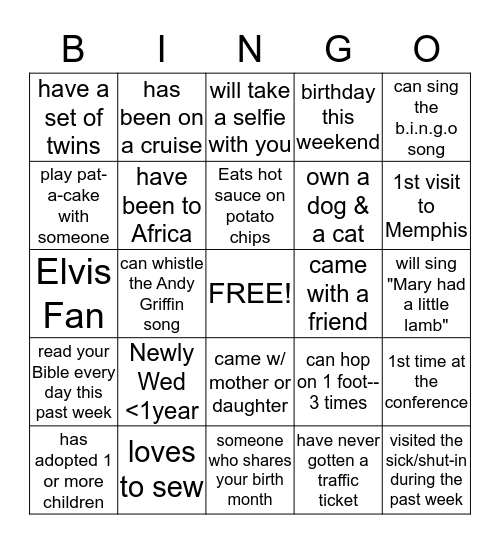 FIND A SISTER WHO: Bingo Card