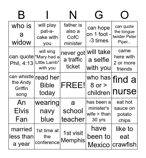 FIND A SISTER WHO: Bingo Card