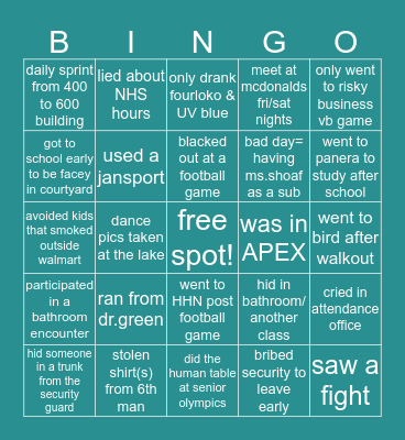 olympia high school Bingo Card