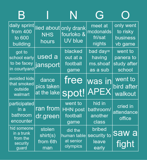 olympia high school Bingo Card