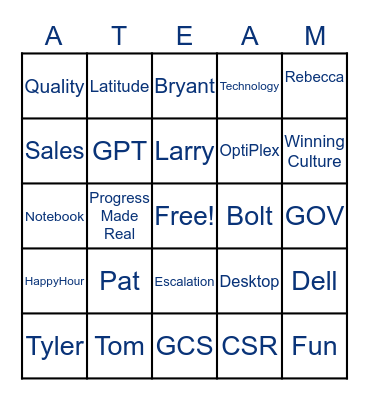 A-Team WC Bingo Card