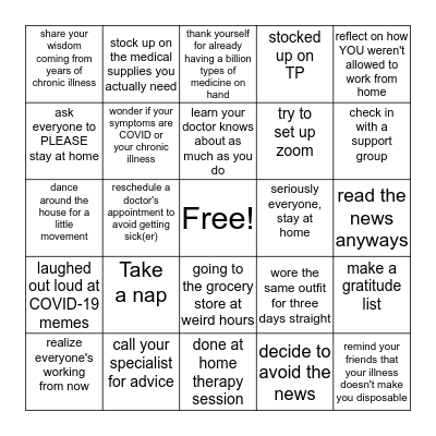 RARE DISEASE SOCIAL DISTANCING BINGO Card