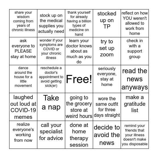 RARE DISEASE SOCIAL DISTANCING BINGO Card